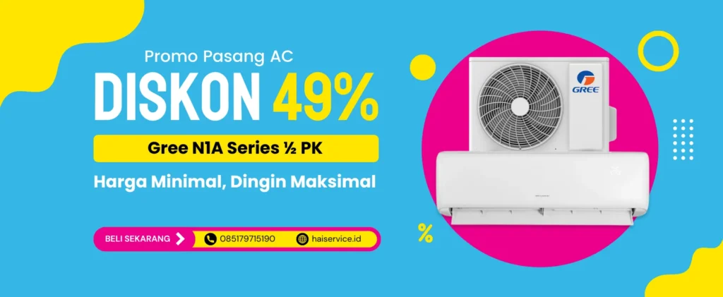 diskon 49% pasang AC Baru